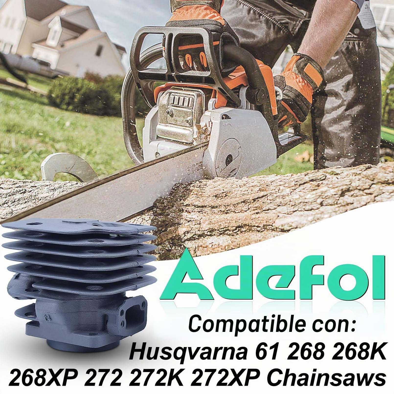 52 mm Cilindro Pistón Cojinete de Agujas Kit para Husqvarna 268272 272XP 268XP 61 268K Motosierra con Válvula de descompresión Bujía Junta del silenciador
