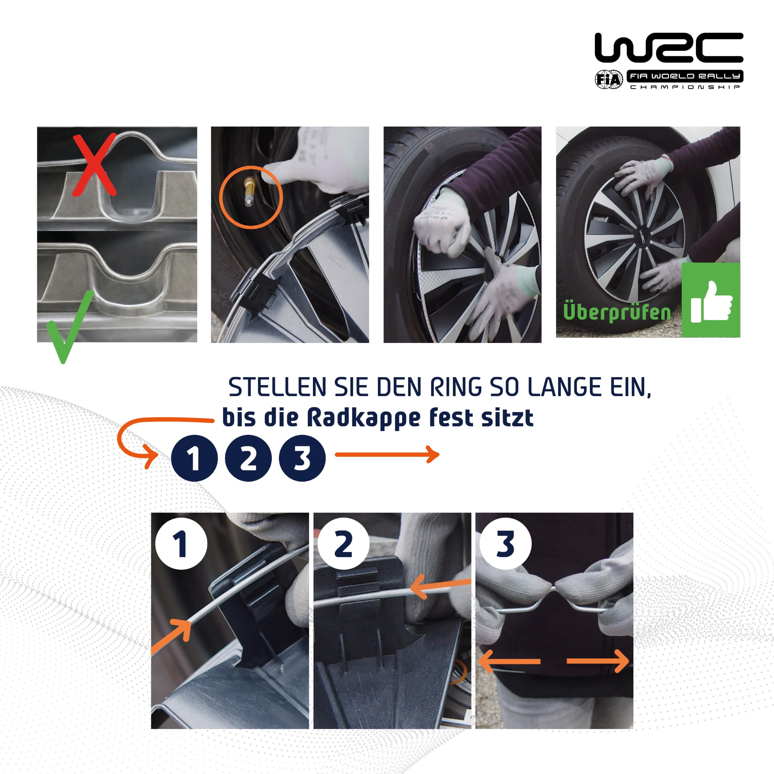 WRC 007497 4 Radkappen 14 Zoll, Radzierblende Carbonfelgen Stil