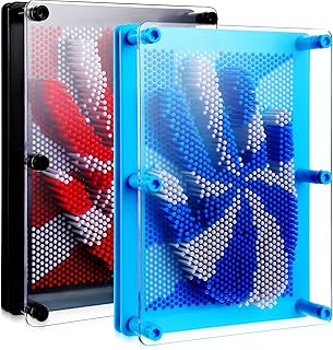 Jenaai 2 Pack Large 3D Pin Art Toy 8 x 6 Inch Plastic Pin Art Board Sensory Toy Intellectual Fun Impression Toy for Boys G...