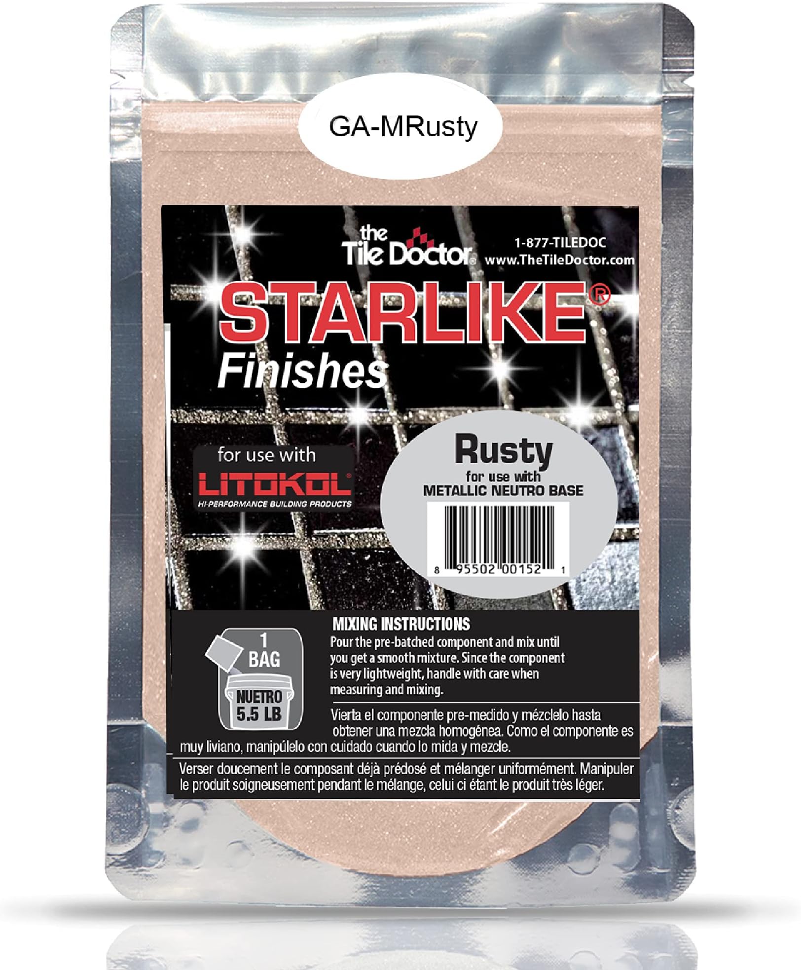 The Tile Doctor Starlike EVO Epoxy Grout with Shimmer Additives - Glitter Grout for Tile, Grout Sealer, Tile Grout Cleaner in One - Spotlight Finishes - Rusty Metallic Collection 85 g (1-Pack)