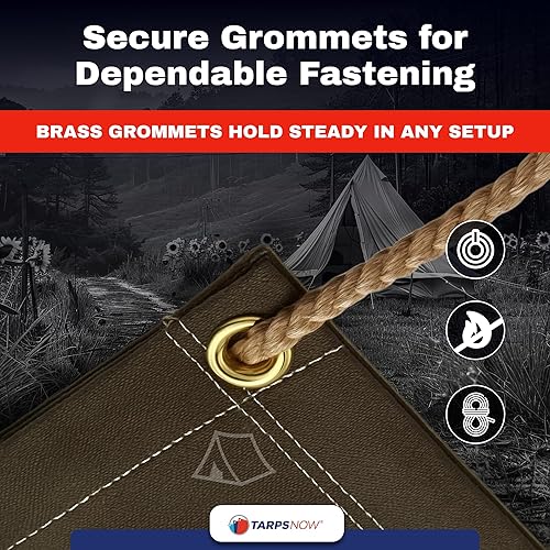 Miniatura 4 de Tarps Now - Lona resistente de 12 x 16 pies  Tela de grado industrial de 18 milésimas de pulgada, resistencia al desgarro, bordes reforzados, ojales