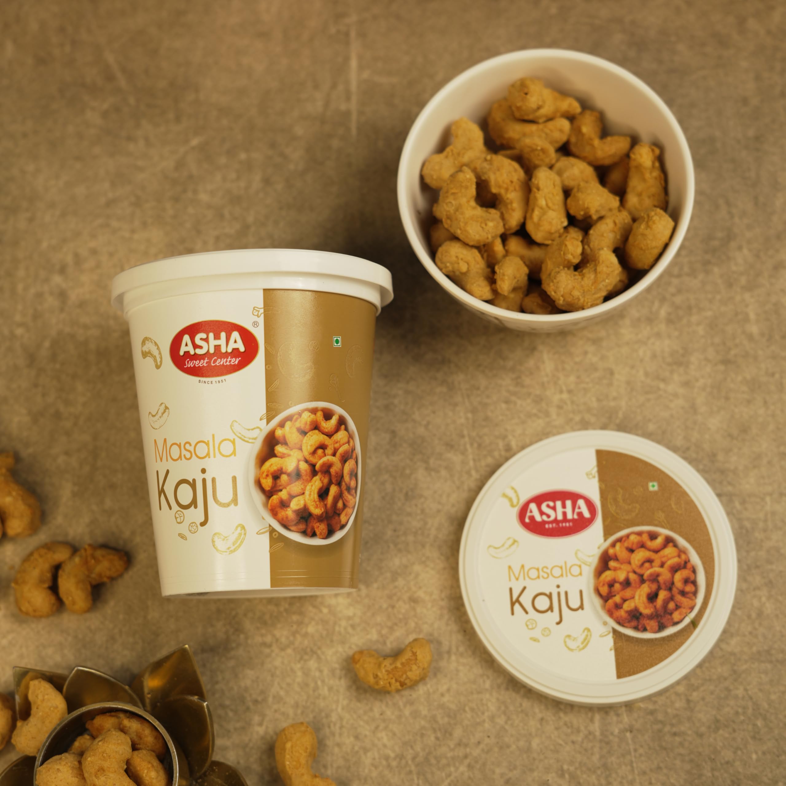 Asha Sweets Masala Kaju (Pack of 2 X 200g) | Premium Roasted Masala Cashew Nuts | Flavourful and Crunchy Dry Fruits | Ready to Eat Namkeen | Spicy Healthy Snacks
