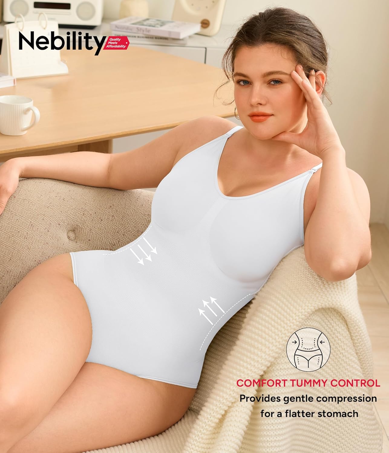 Nebility Shapewear for Women Tummy Control Shapewear Bodysuits Seamless Body Shaper Waist Trainer Body Suit - Image 6