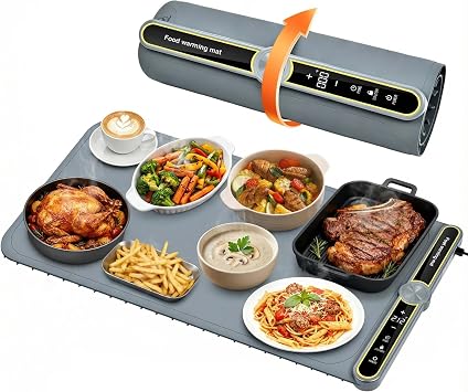 Warming Mat for Food Extra Large 32x15, Electric Warming Tray with 9 Temperature and 6 Timer Settings, Fast Full Surface Heating Mat, Roll Up Food Warming Mat for Buffet Party