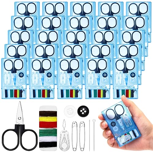 Knitgrip 25 Boxes Mini Sewing Kit, Small Travel Kit with