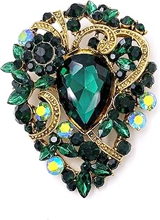 LAXPICOL Women's Vintage Austrian Crystal Elegant Flower Teardrop Brooch Gold Tone