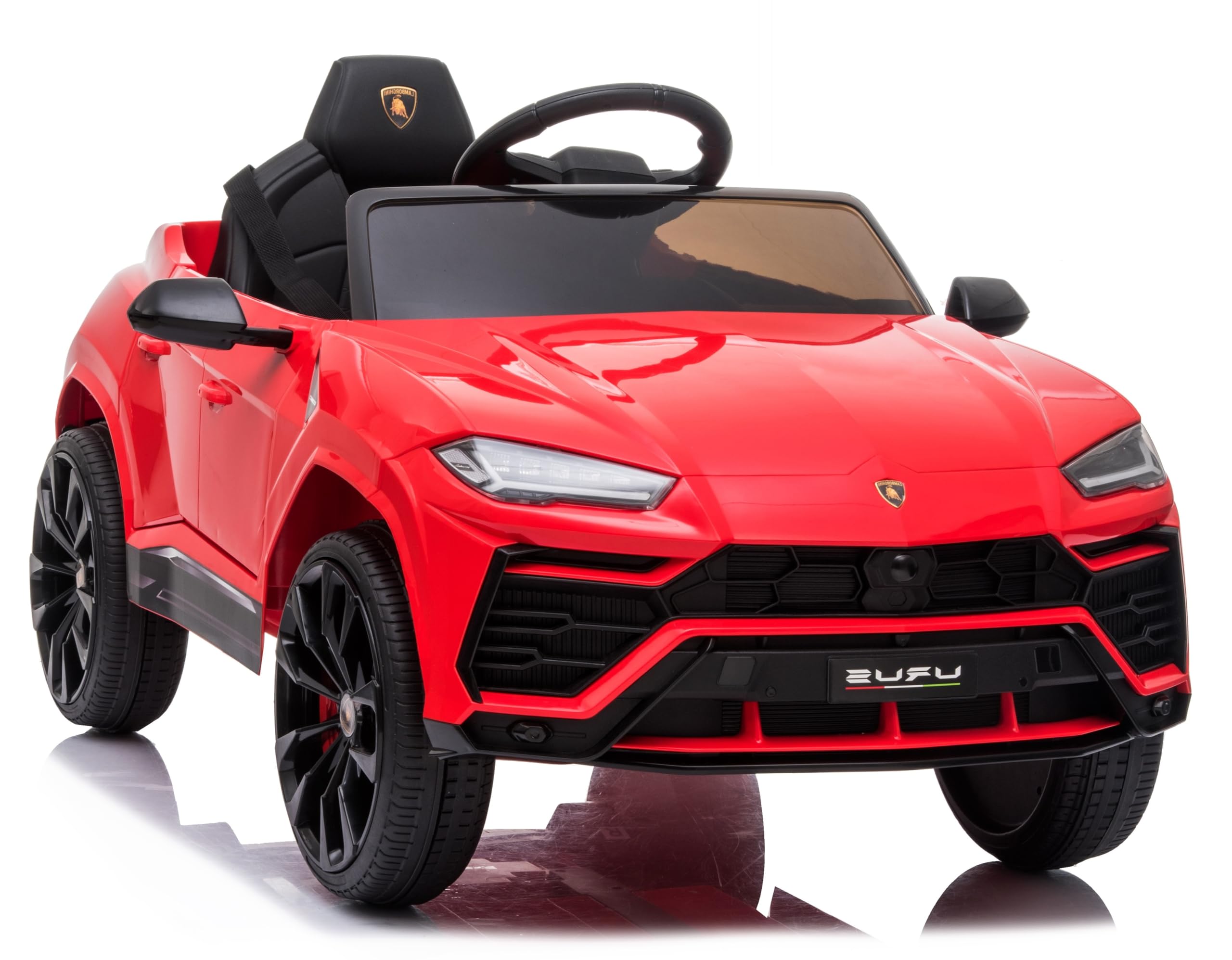 Licensed Lamborghini Urus Ride On Truck Car Toy, 12V Battery Powered Electric 4 Wheels Kids Toys w/Parent Remote Control, Foot Pedal, Music, Aux, LED Headlights, 2 Speeds (Red)
