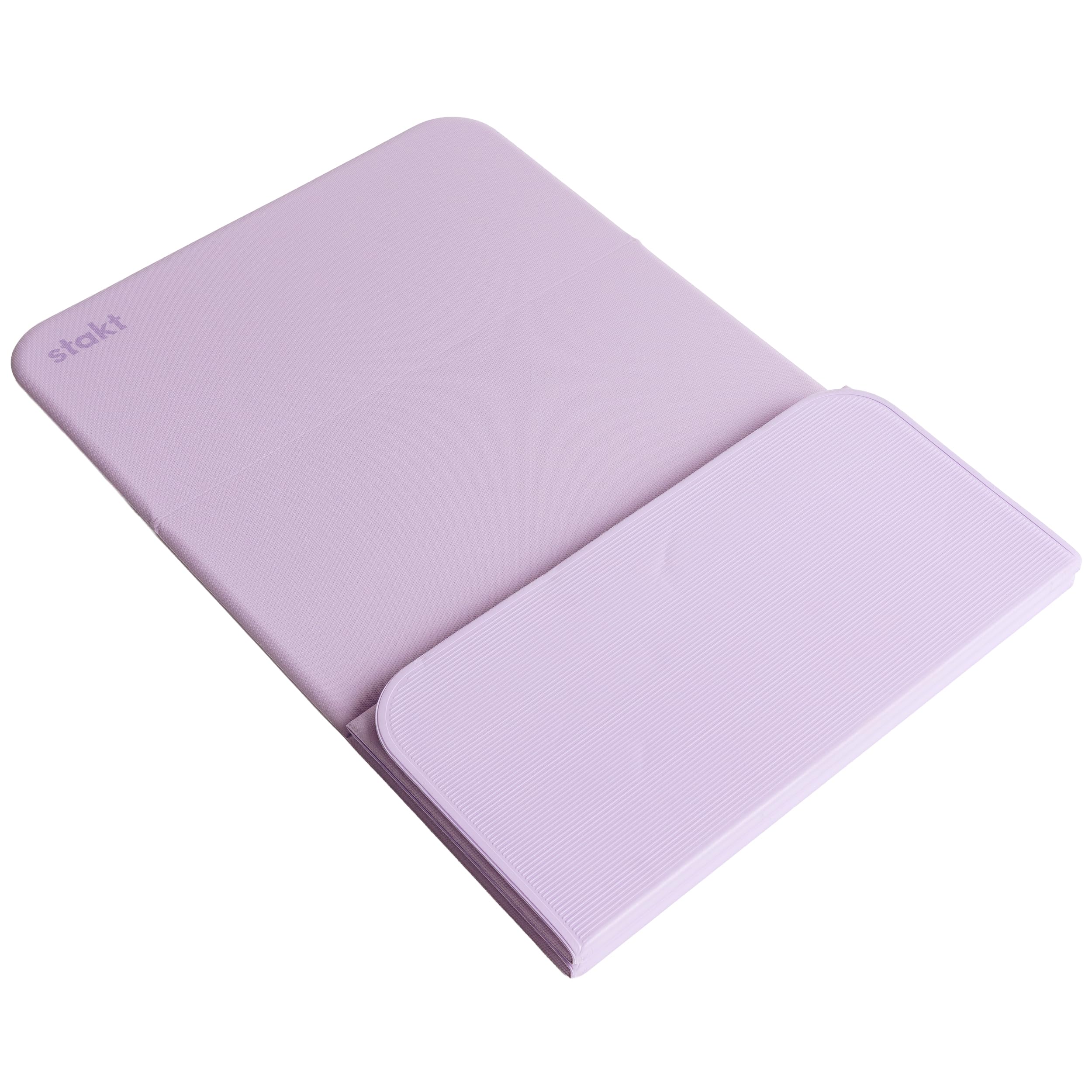 Stakt Foldable Yoga Mat Pro, 2 in 1 with Premium Textured Grip, Non Slip, Folding Exercise and Fitness Mat for Pilates, Strength Training, and High Impact Workouts - Lilac