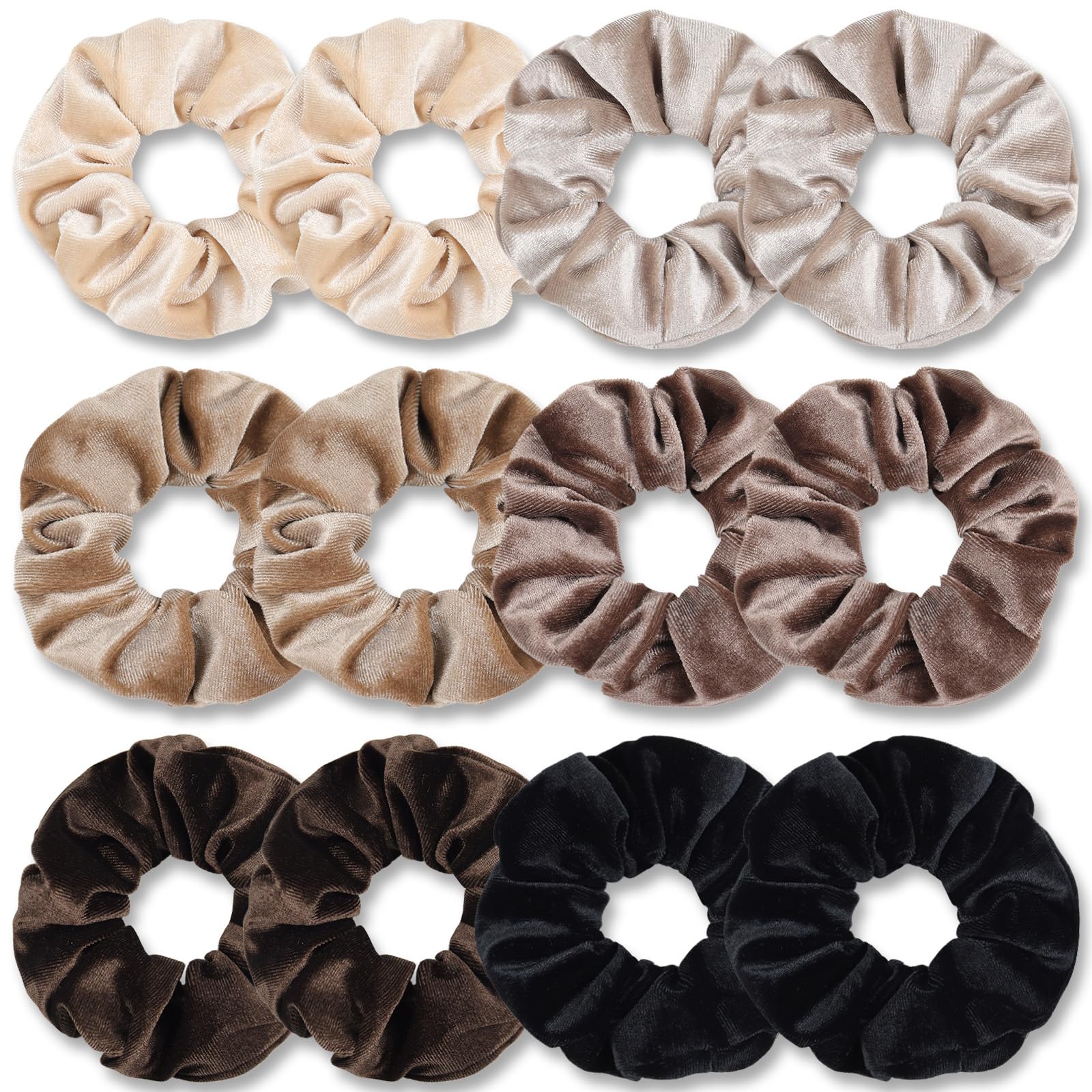 Kavya Haargummi Damen Scrunchies Samt, Haargummis Mädchen Neutrale Farben Haarbänder Mädchen Elastische Zopfgummis Damen 12 Stück Weich Haarschmuck