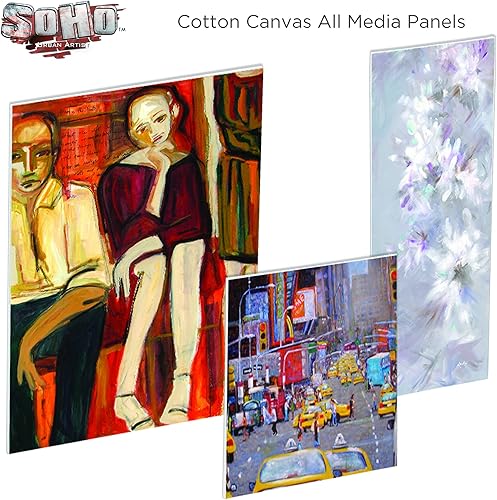 Miniatura 6 de SoHo - Paneles de lona de algodón para artistas, 18 x 24 pulgadas, paquete de 3 paneles de algodón doble imprimado sin ácidos, lienzos unidos para