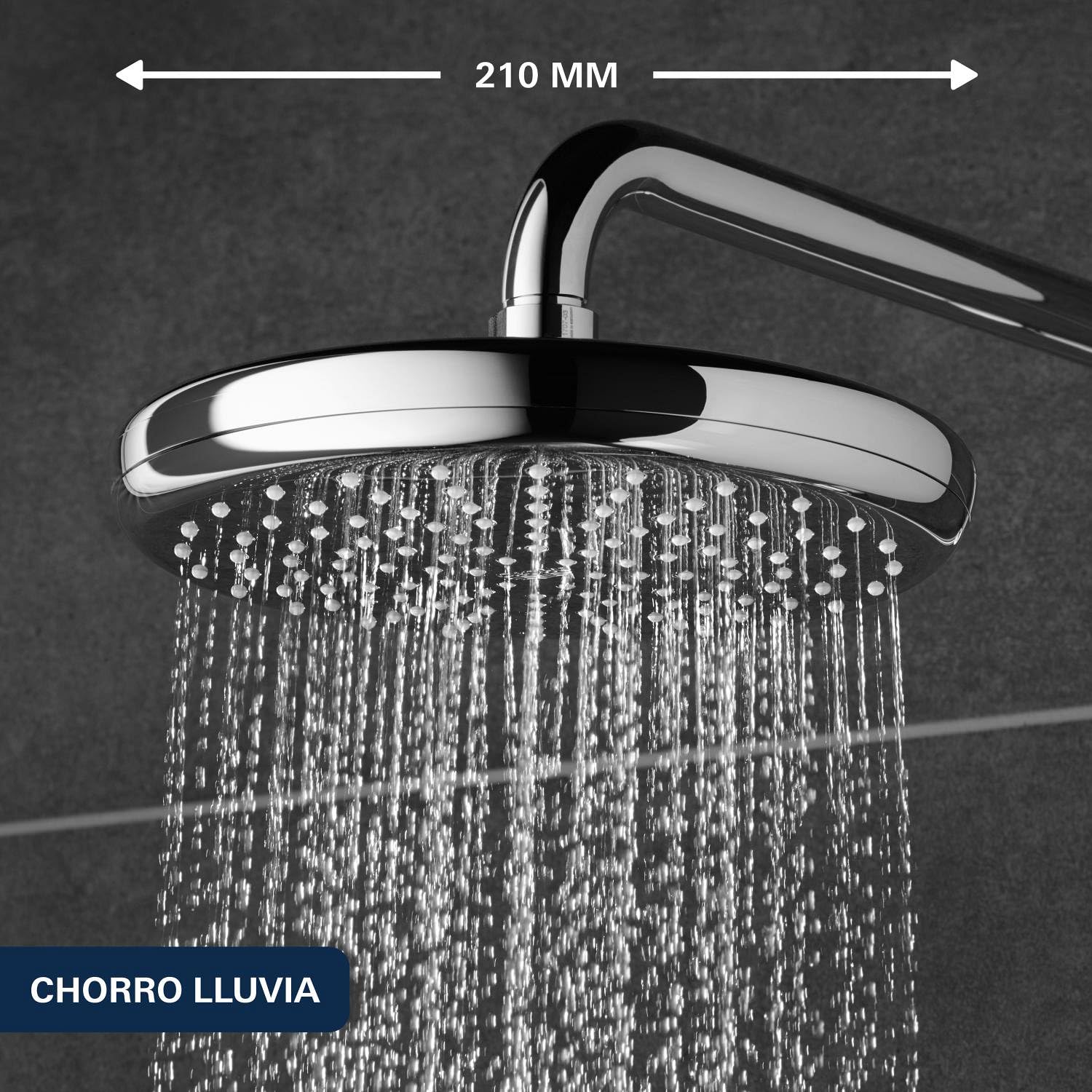 GROHE Tempesta Cosmopolitan 210 - Columna de ducha con monomando (montaje en pared, brazo de ducha de 390 mm, altura ajustable, sistema antical), cromo, 26224001