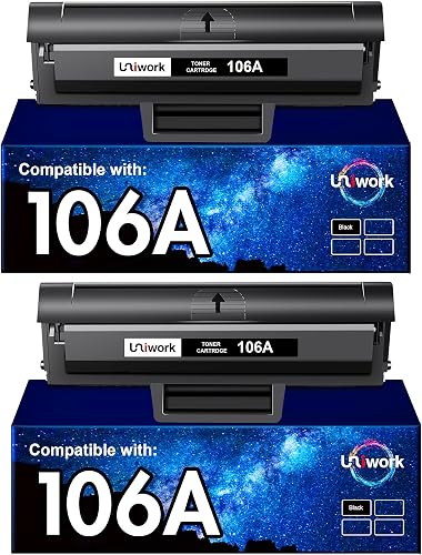 Uniwork Toner Cartridge Replacement for HP 106A W1106A Compatible with Laser 107W 107A 107R MFP 135WG 137FWG 135A 135R 135W 137FNW (Black, 2-Pack)