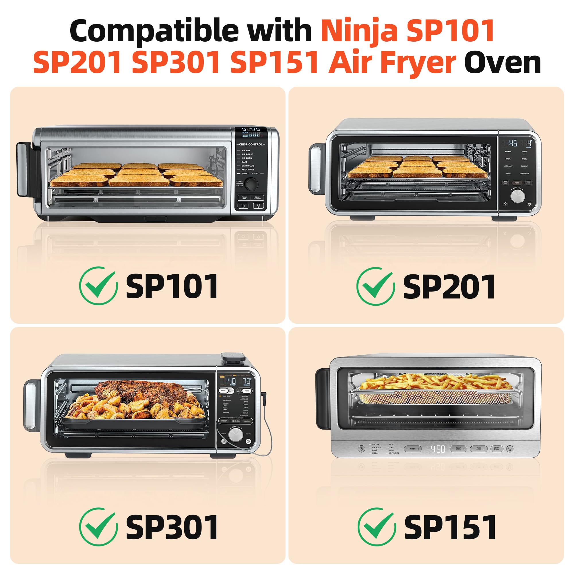 Accesorios para freidora de aire Ninja Foodi SP101, 4 forros negros y 1 paquete de bandeja de migas de repuesto para horno Ninja Digital Air Fry