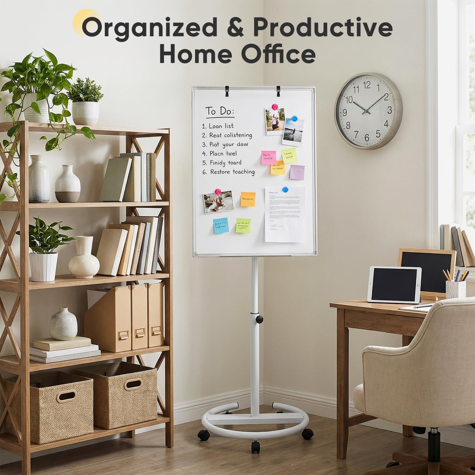 100x70cm Flipchart Ständer, Magnetische Whiteboard mobil mit Rollen, höhenverstellbar 157-195cm, trocken abwischbar, magnetisch, für Büro Schule Zuhause