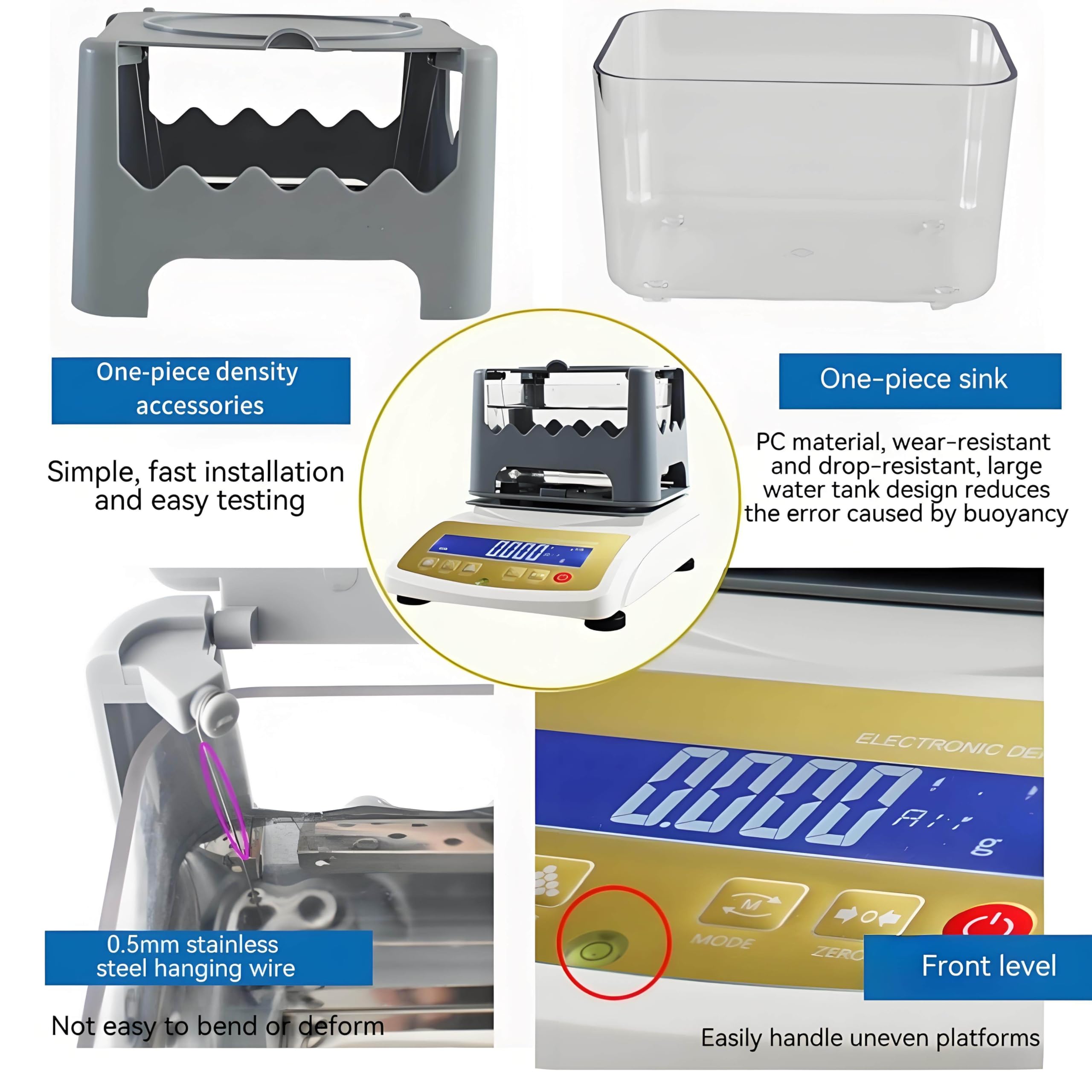 Analizador automático de Metales y pureza de Oro con Detector de Quilates y Pantalla LCD para medir la Densidad del Oro, la Plata y el Platino (XF1203K).