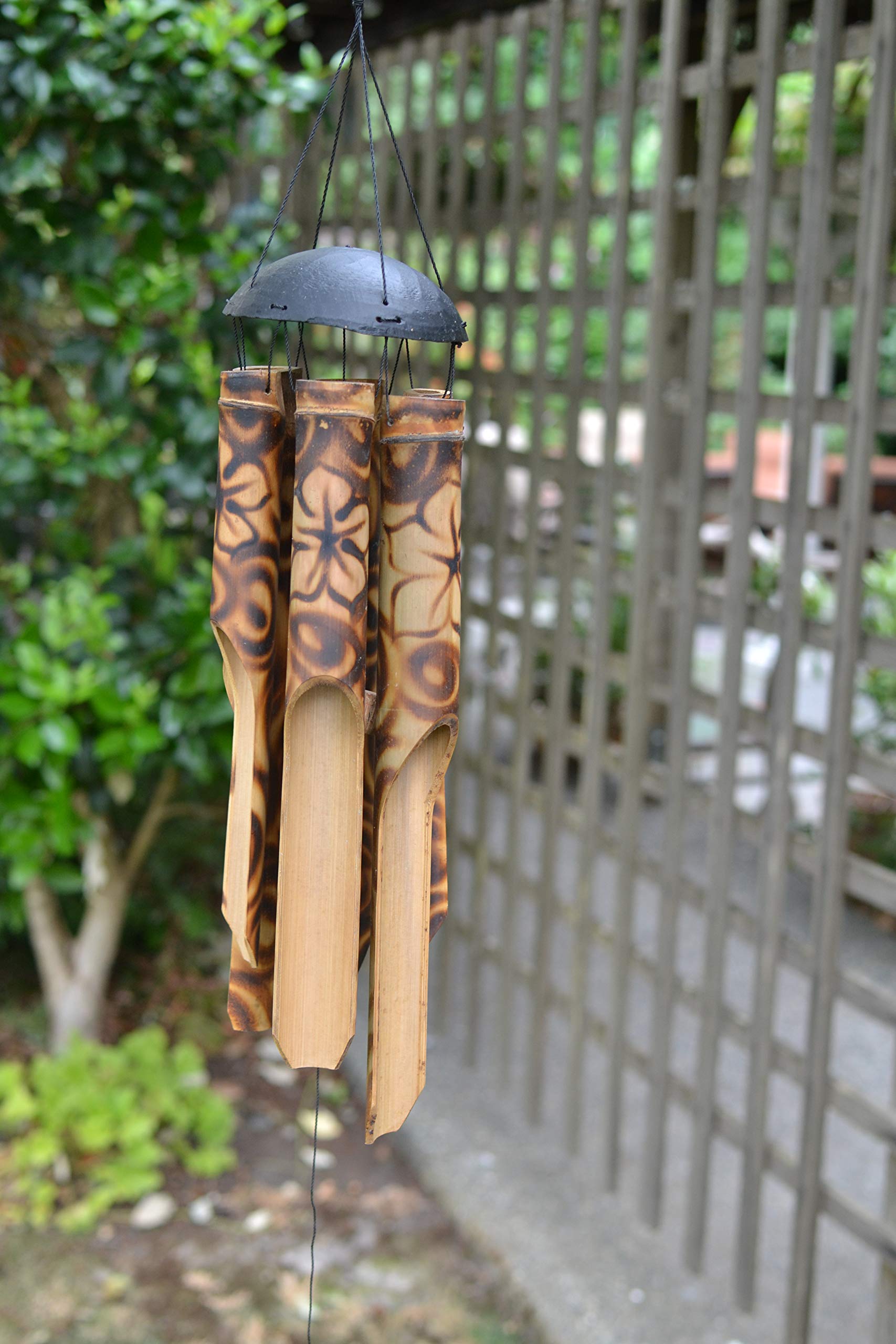 Cohasset Gifts 168 Cohasset Carillon à Vent Simple en Bambou Motif Fleur brûlée