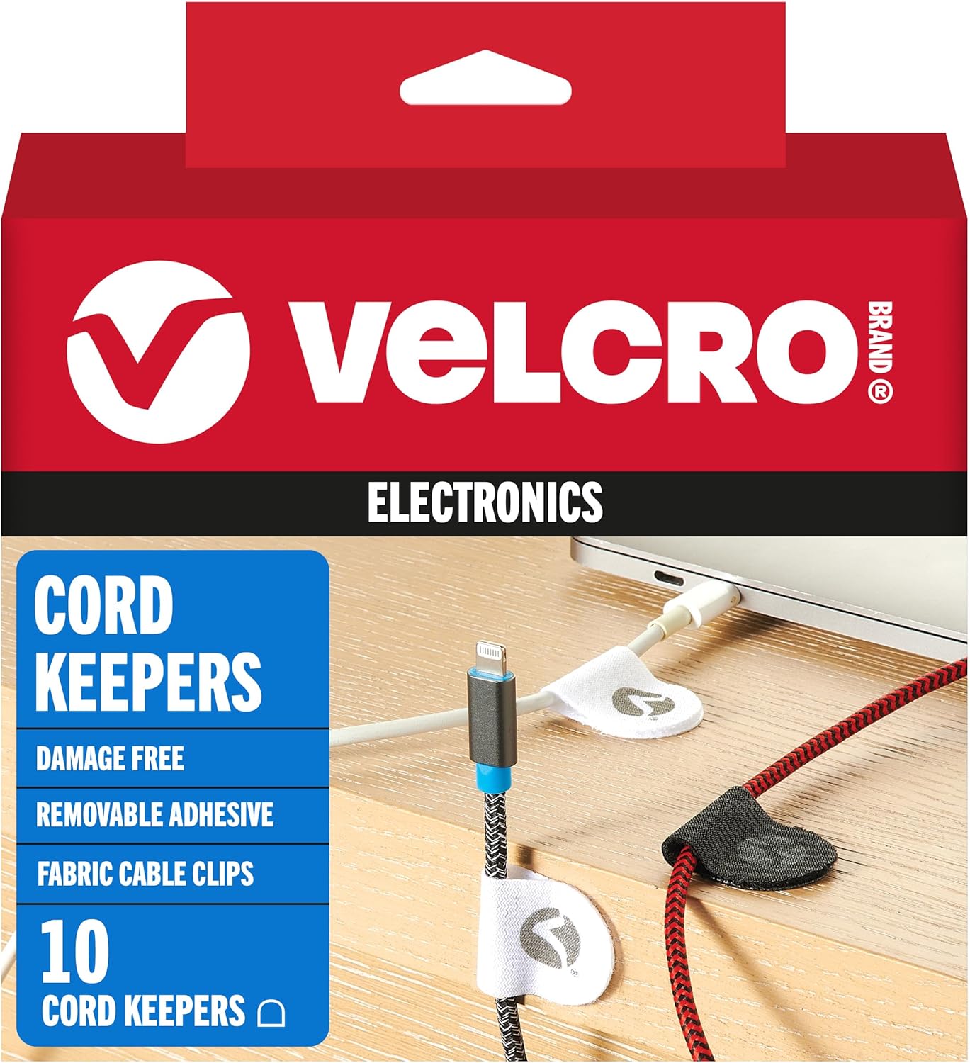 VELCRO Brand Clips para cables  Paquete de 30 protectores de cables de nailon con adhesivo  Soporte extraíble para cables de escritorio, pared o