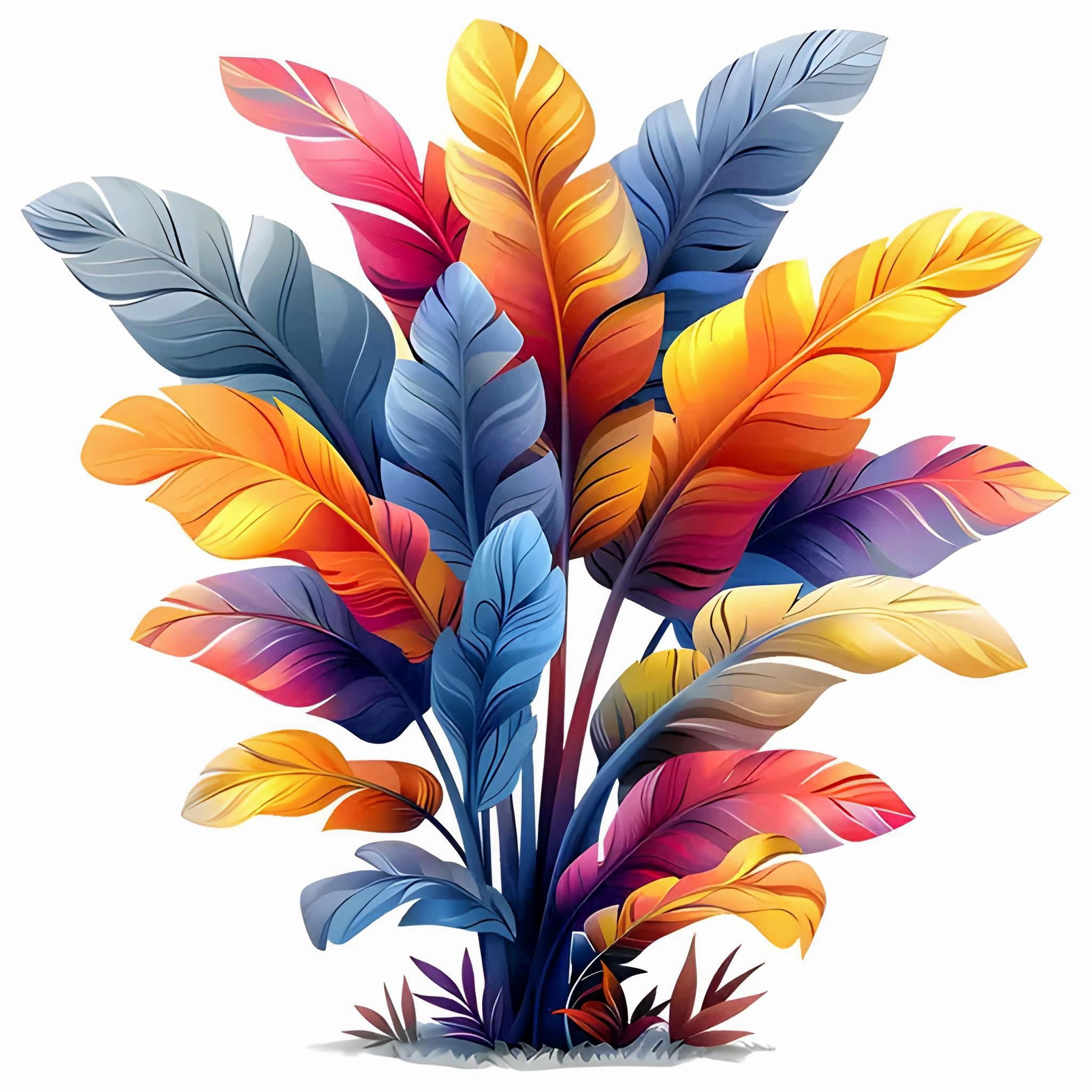 Tropical Colorful Leaf Wall Stickers - Vibrant 45x45 cm Wall Decal for Home Décor, Bedroom, Living Room, and Office - Modern Art Plant Design, Easy Peel and Stick Wallpaper Decoration