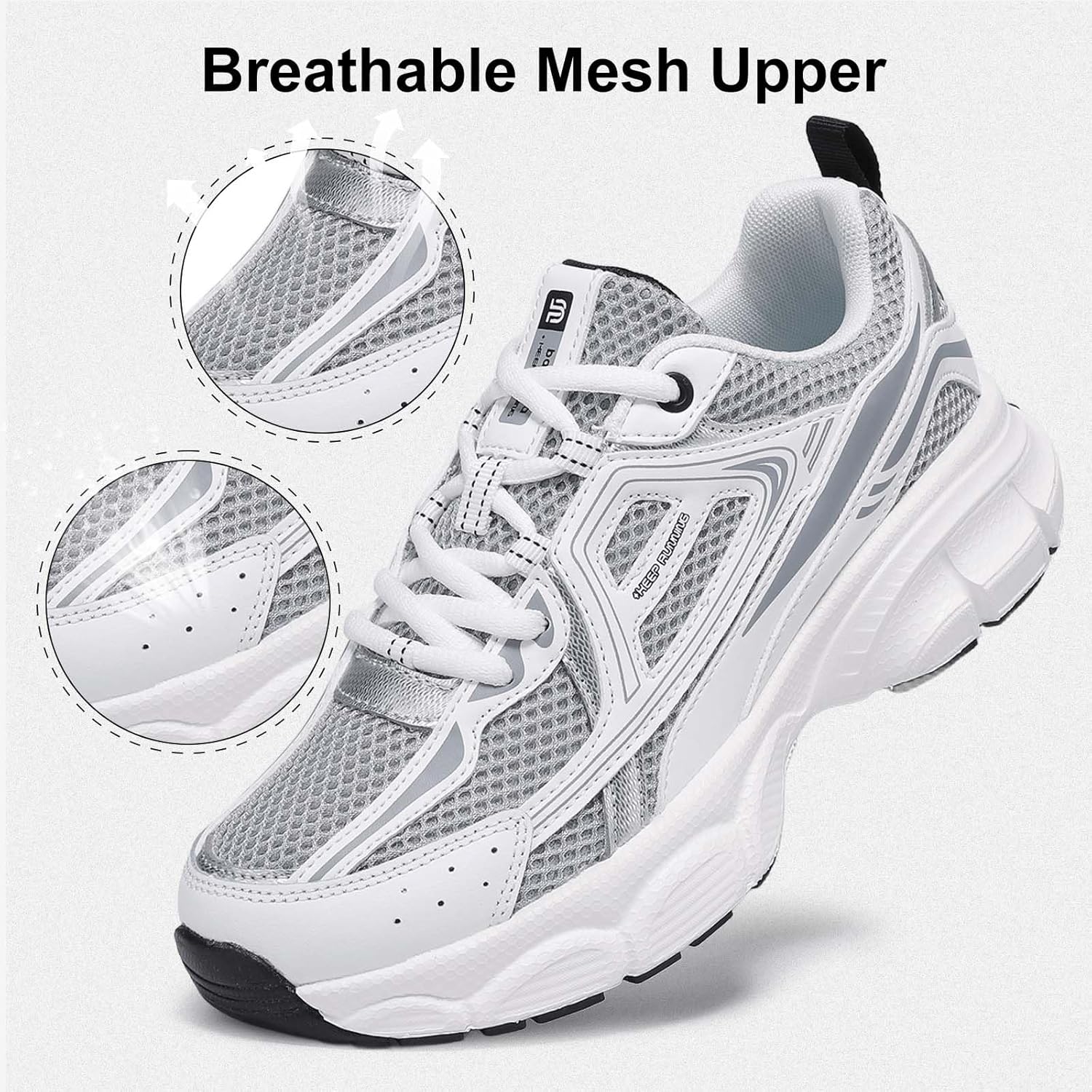 BAASPLOA Women's Chunky Fashion Sneakers Casual Sports Shoes Mesh Breathable Athletic Gym Workout Tennis Shoe Platform Thick Walking Shoes - Image 3