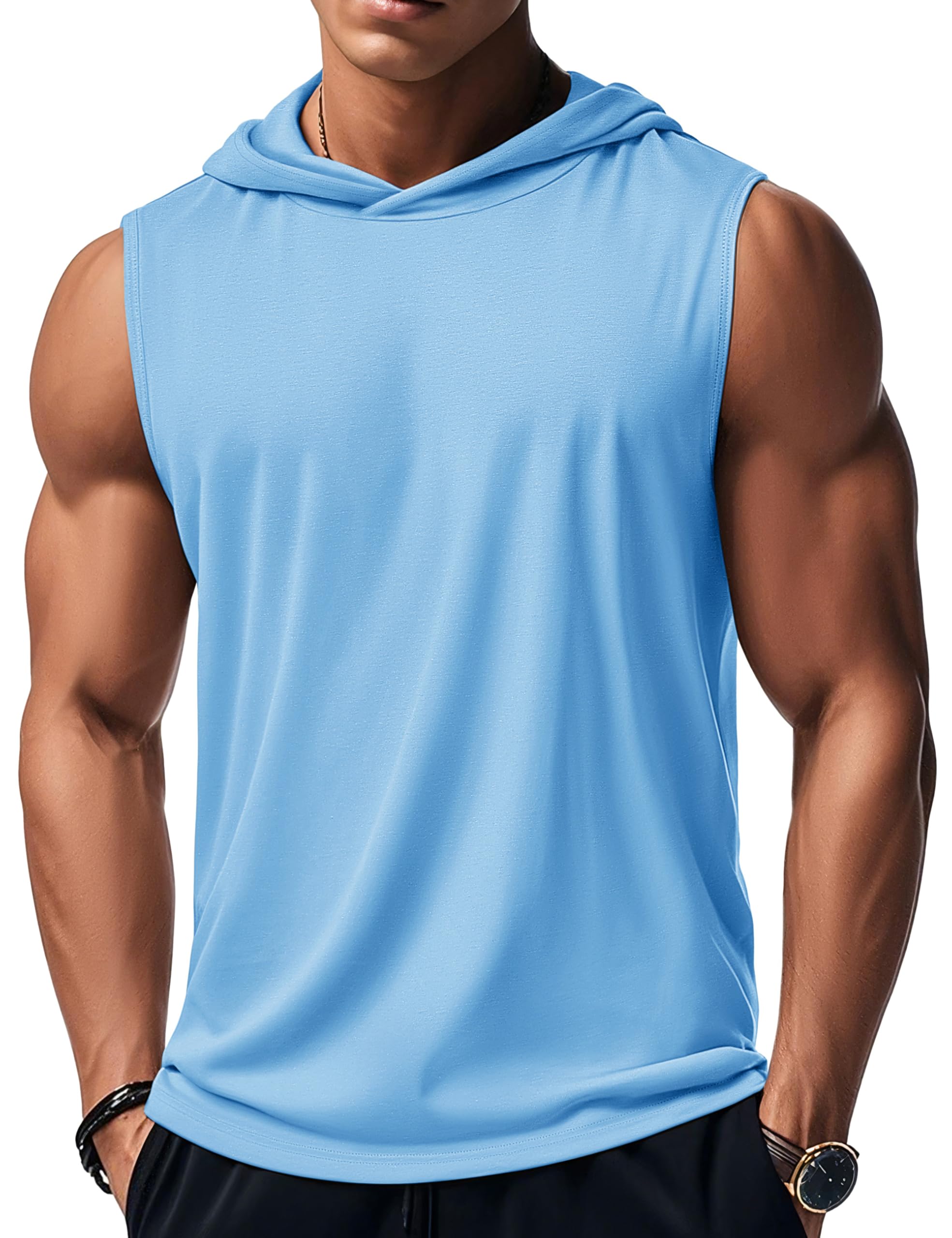 MAGCOMSEN Mens Tank Top Sleeveless Hoodie Cotton T-Shirt Summer Casual Shirt Muscle Tee