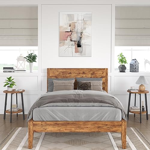 Miniatura 6 de Juego de 2 mesas auxiliares, mesa auxiliar redonda pequeña con estante de almacenamiento para espacios pequeños, mesita de noche de 2 niveles, mesa