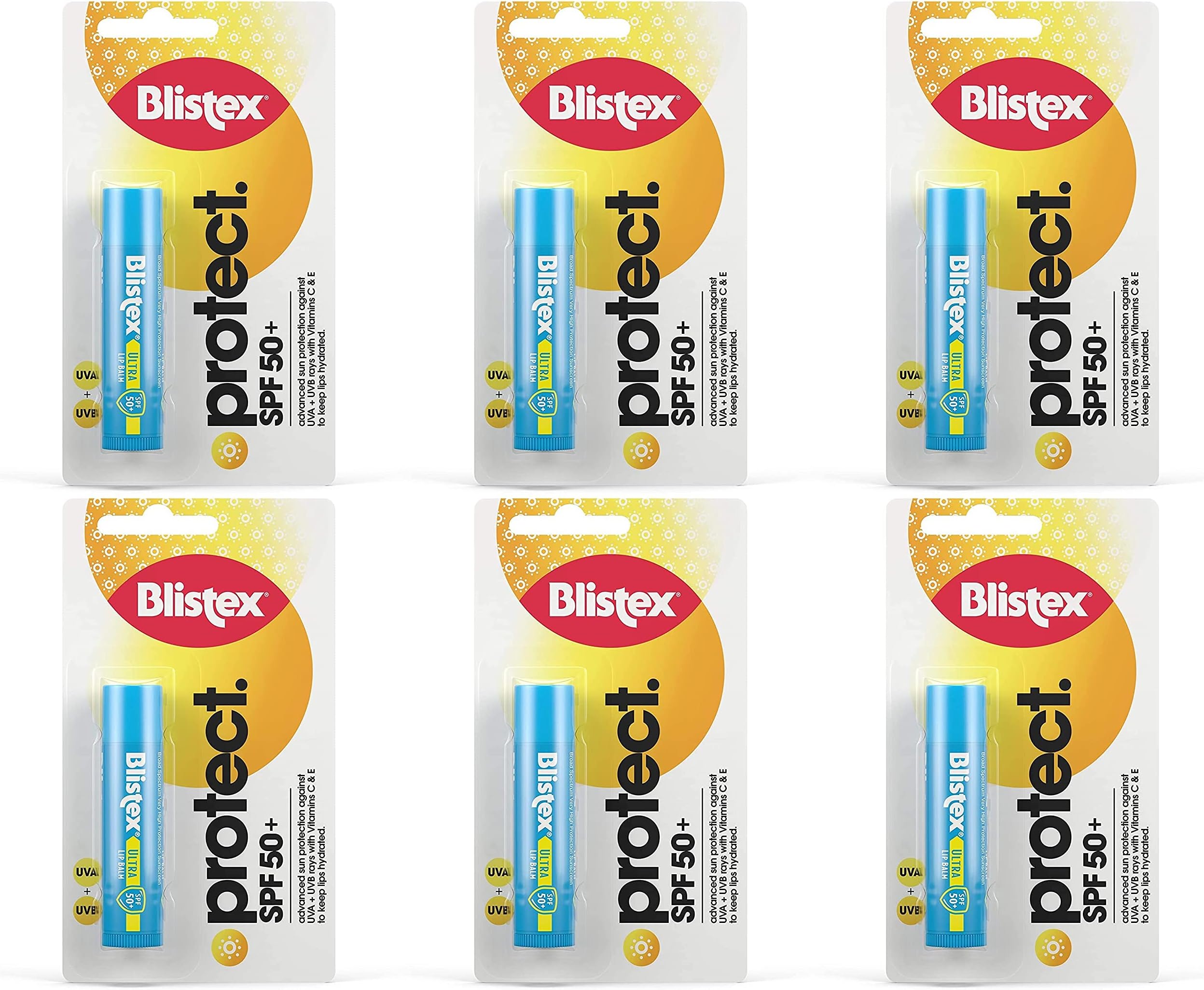 Blistex Ultra Lip Balm with SPF 50 Plus Lip Protection from UVA and UVB Rays, 4.25 g (6 Pack)