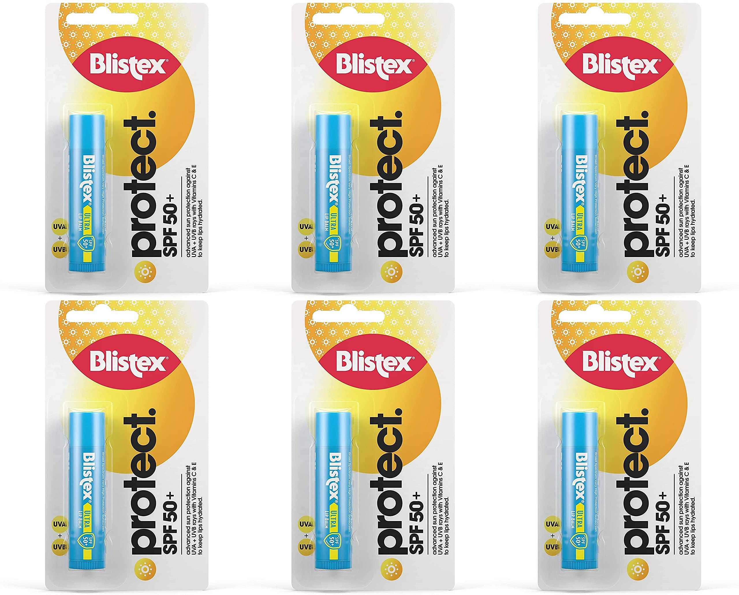 Ultra Lip Balm with SPF 50 Plus Lip Protection from UVA and UVB Rays, 4.25 g (6 Pack)