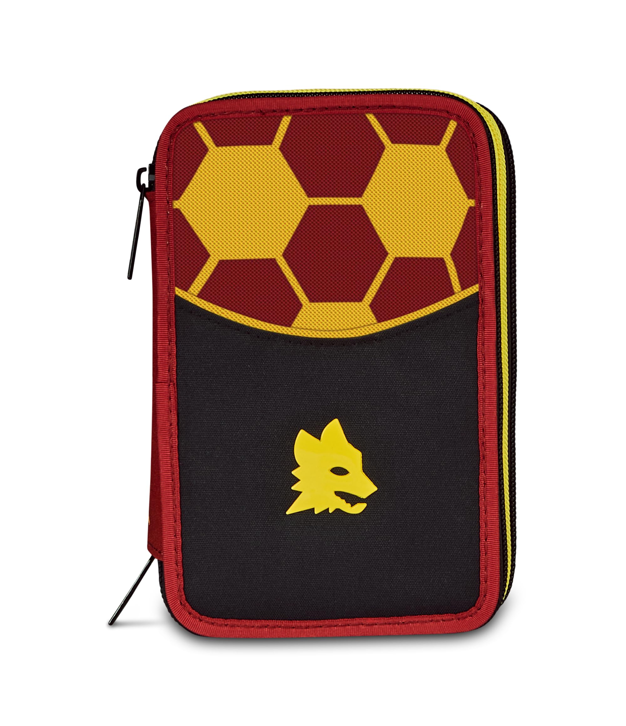 Seven Astuccio Scuola 3 Zip Roma, Rosso, Triplo Scomparto, 45 pezzi, Set cancelleria incluso, Accessori Zaino, Scuola elementare, Bambini e ragazzi, Calcio, Prodotto ufficiale