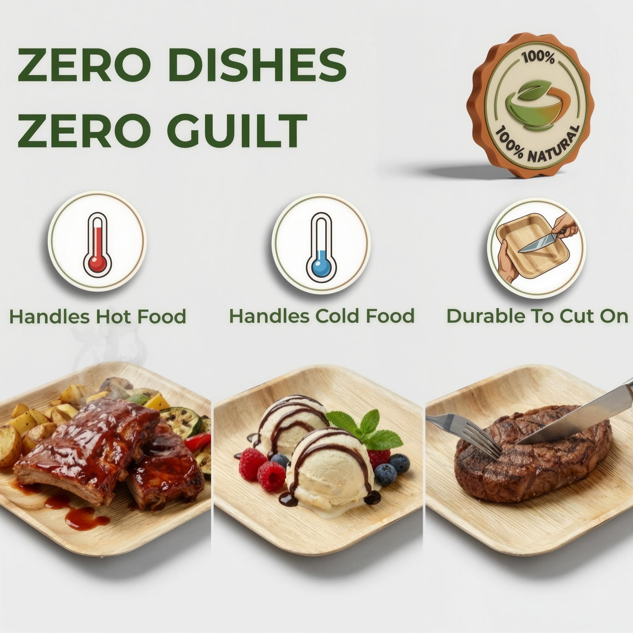 Photo 1 of brheez Bamboo Plates Disposable Palm Leaf Plates | 10 inch bamboo dinner plates | Eco Compostable Biodegradable Plates | 10&7 Inch (50 pc)