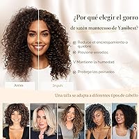 Vista 4 de YANIBEST Gorro de satén ajustable para mujeres que duermen, envoltura de doble capa para el cabello, reduce la fricción y evita el encrespamiento