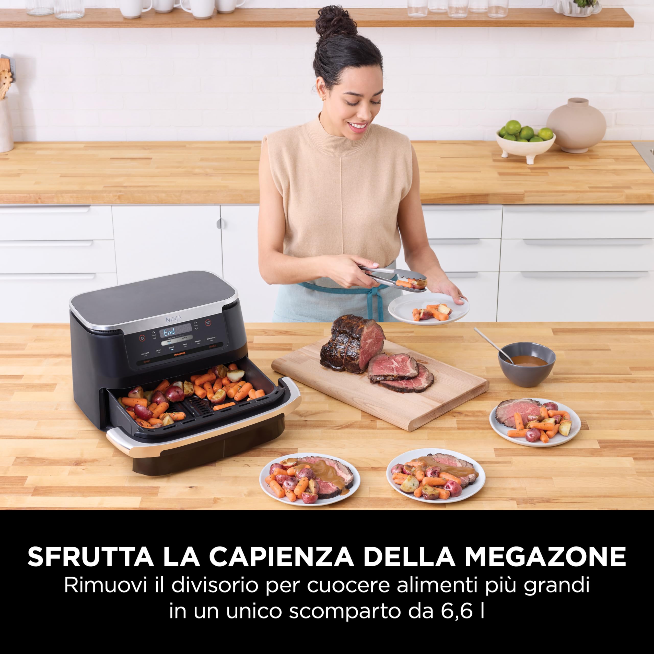 Ninja FlexDrawer, Friggitrice ad Aria 6 in 1, 6,6L, Doppio Cestello, Nera — immagine 3 di 15