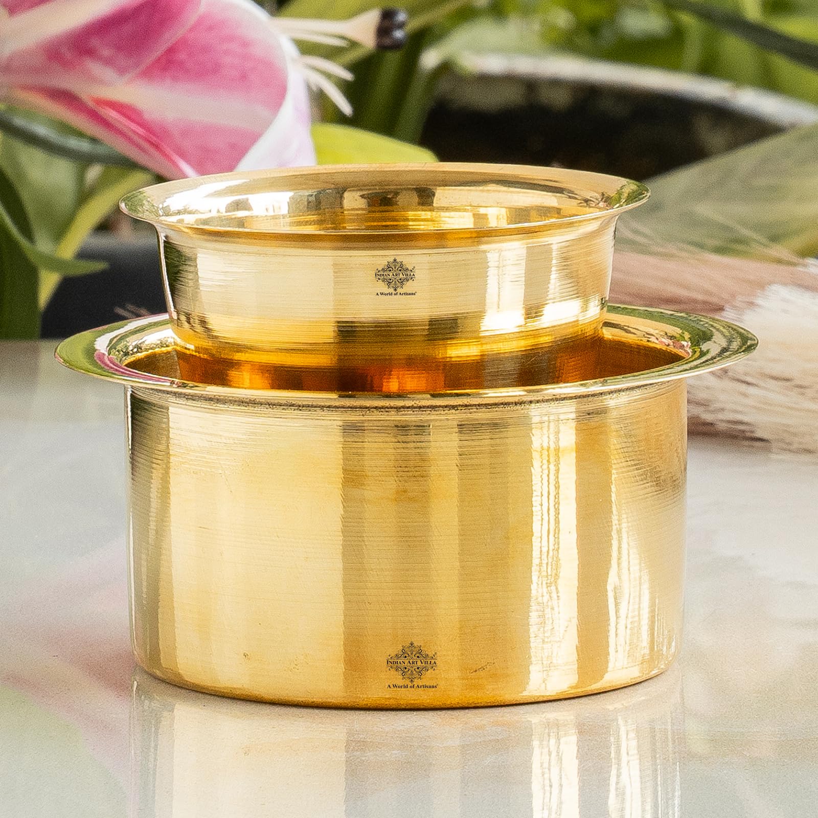 Handcrafted Brass Coffee Filter Set - Indian Tradition -2 Handcrafted Brass Coffee Filter Set - Indian Tradition -2