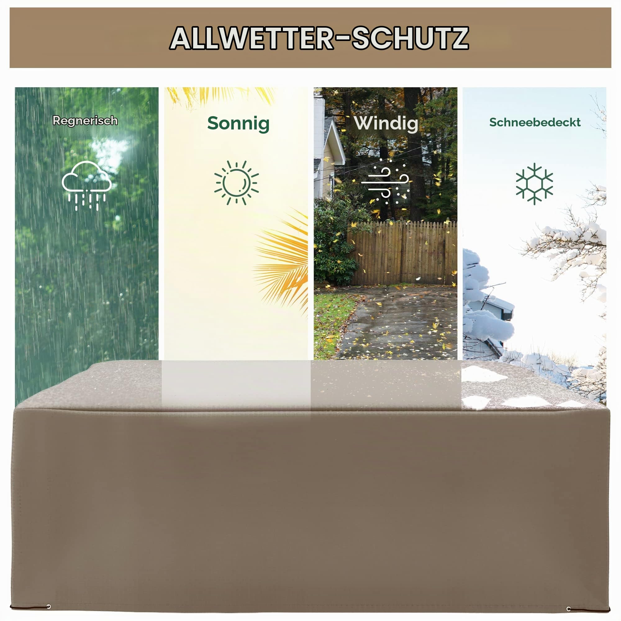 Outsunny Abdeckung für Gartenmöbel 600D 275 x 205 x 90 cm Beige