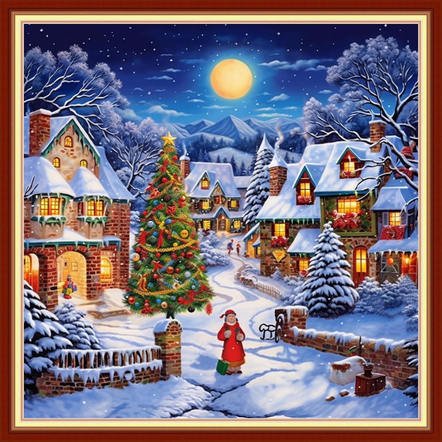 Artvxeay Stamped Cross Stitch Kit 18x18" Christmas Snow