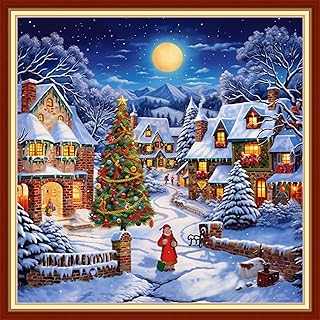 Artvxeay Stamped Cross Stitch Kits | Embroidery Kits for Beginners Craft Kit Needlepoint for Adults Supplies DIY 11CT-(Christmas Snow Scenery 18×18 inch)