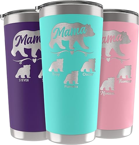 Vista 44 de Vaso de Mamá Oso, vaso personalizado para mamá Oro Rosa,Negro,Hot Pink,Rosado claro,Púrpura/Ombre Force.,Rojo,Azul (Sky Blue),Color verde
