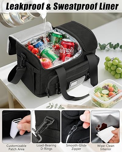 Miniatura 6 de ETRONIK Lonchera táctica para hombres, lonchera aislada de 15 litros con compartimentos para fríocalor, lonchera para hombre que se adapta a 3