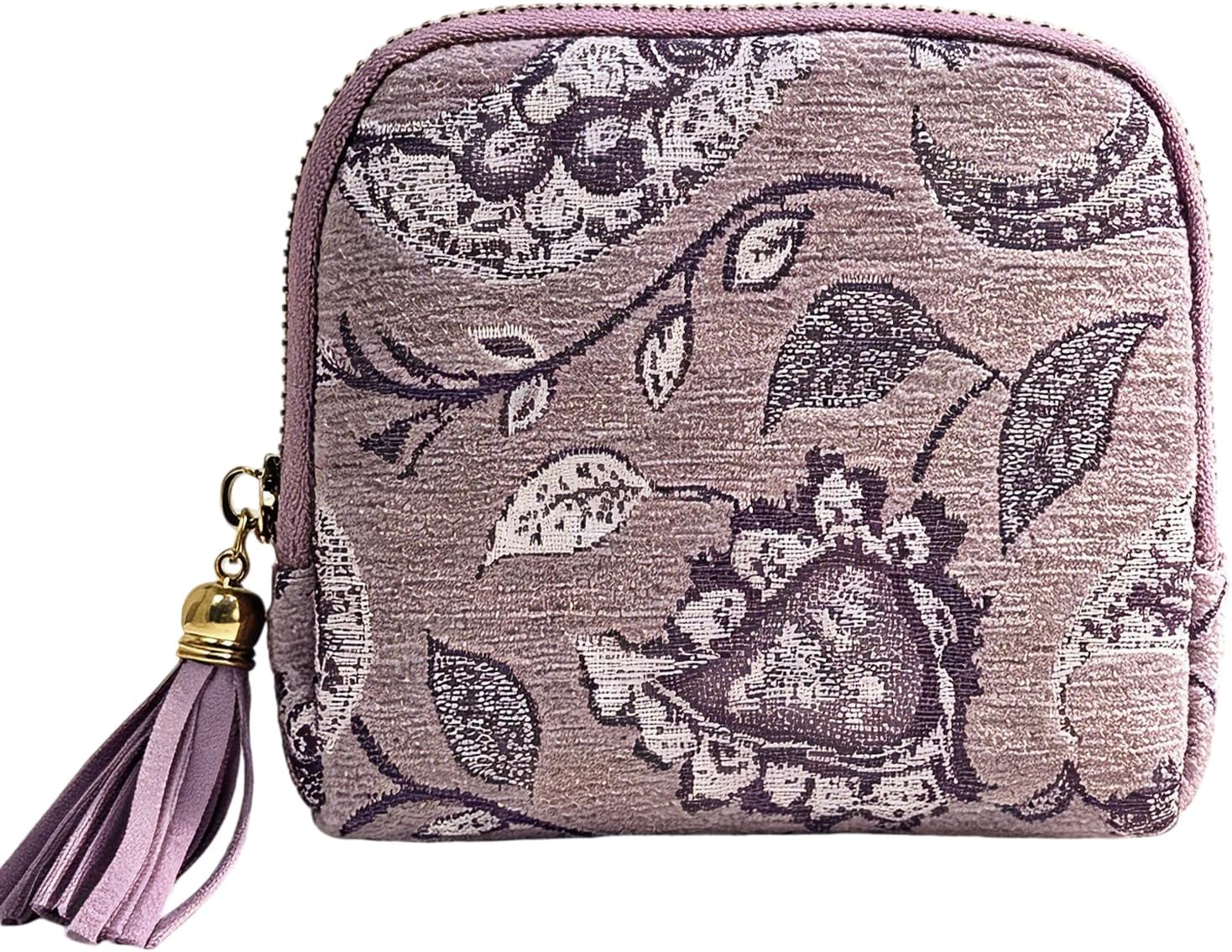 Women's Coin Purse Velvet Mini Travel Jewelry Case Bag with Tassel