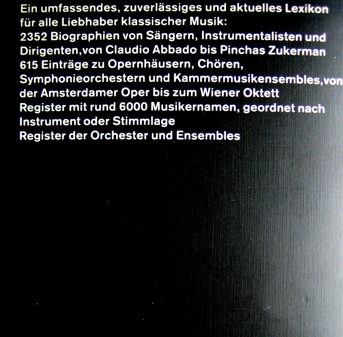 Dictionnaire des Musique Classique au XXe siècle. Artiste Allemand ERSTAUSGABE