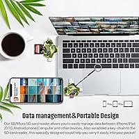 Vista 4 de Lector de tarjetas SD/Micro SD para iPhone/iPad/Android/Mac/Computadora/Cámara, Lector de tarjetas de memoria portátil triangular 4 en 1, compatible