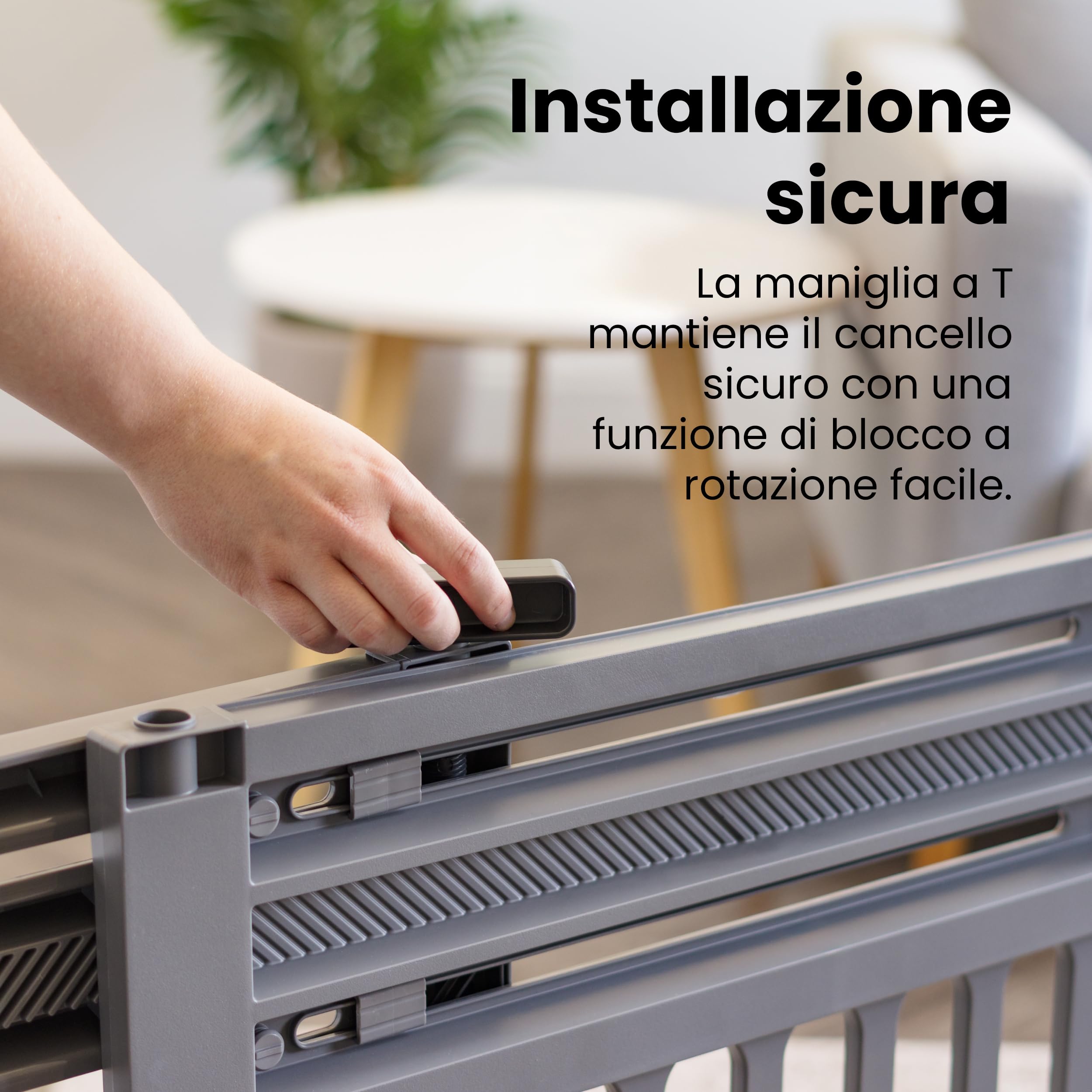 Iris Ohyama, Barriera, Recinzione di Sicurezza per Scale in Plastica (PP) per Cani, Gatti, L61 x P5 x A64 cm, Estensibile, Senza Foratura, Corridoio, Cucina, PBR-600, Grigio