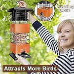 Oiseaux à la preuve de l'écureuil 3.5Lb Capacité Metal Bird Feeders pour l'extérieur Suspendre, tube activé de poids tout-temps BirdFeeder avec 4 Ports pour l'extérieur, résistant aux Pigeons, facile à nettoyer & Recharge (Brown)