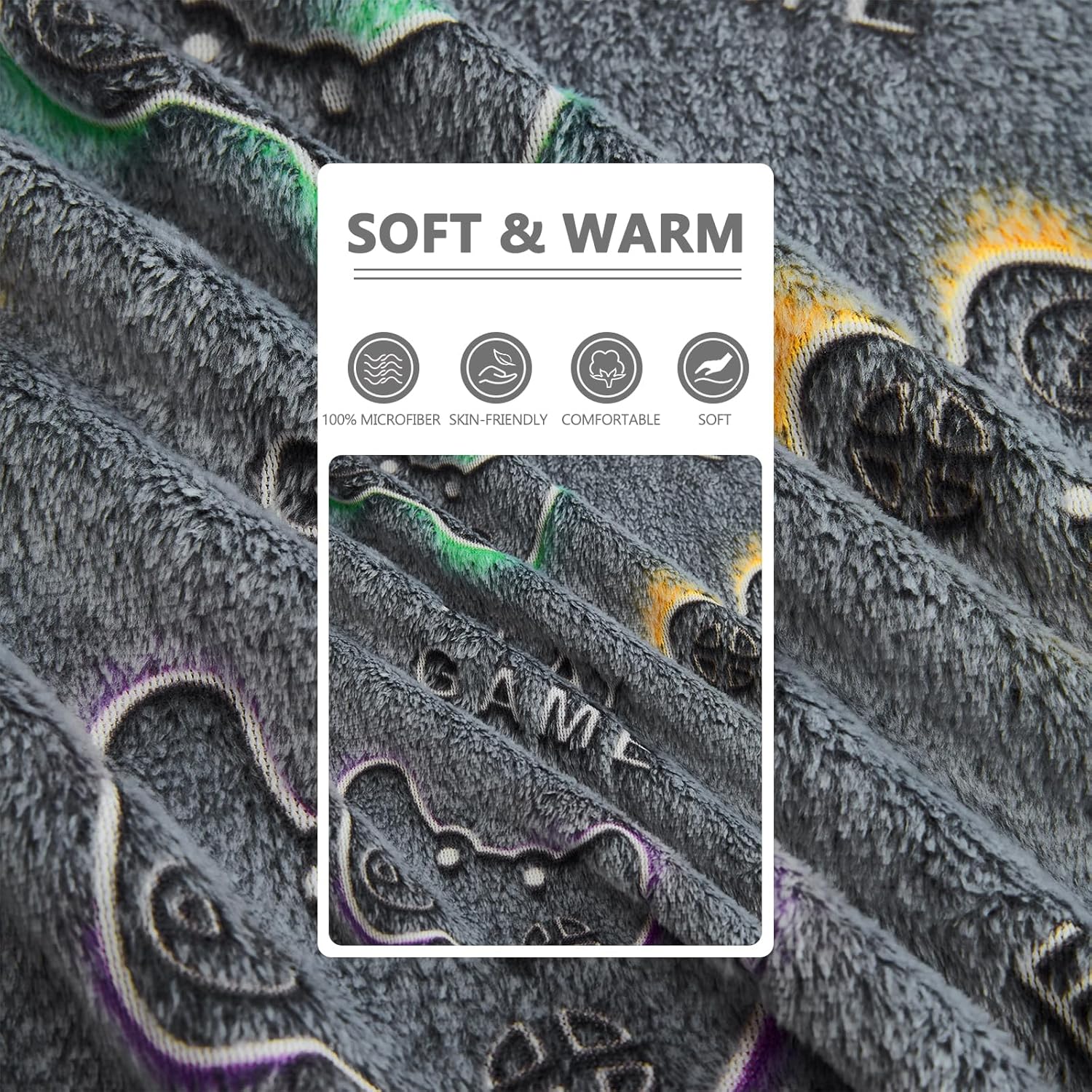 Gamer Valentines Day Gifts for Boys, Game Gifts Toys for Boys,Glow in The Dark Gaming Blanket,Birthday Gifts Decor for Kids Age 3-14 Year Old Teen Child Toddler Soft Luminous Blanket 50"x60" - Image 8