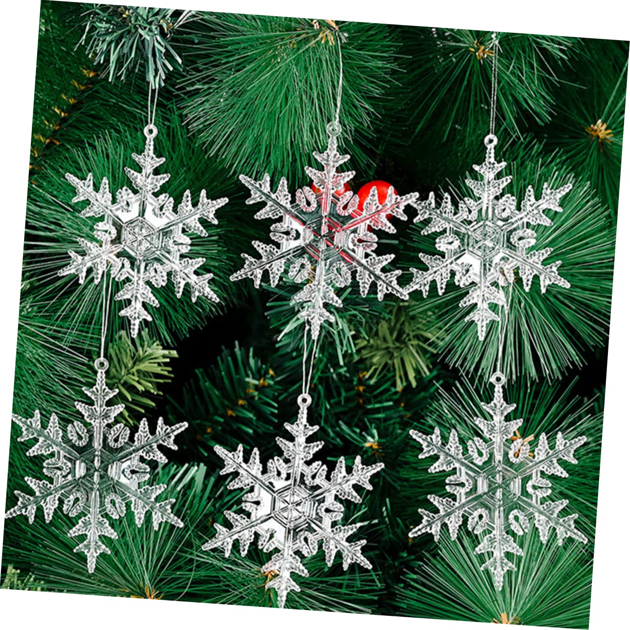 Cabilock Lot De 5 Décorations De Noël en Acrylique À Suspendre Flocons De Neige Décorations Festives À Suspendre 12 Pièces X 5