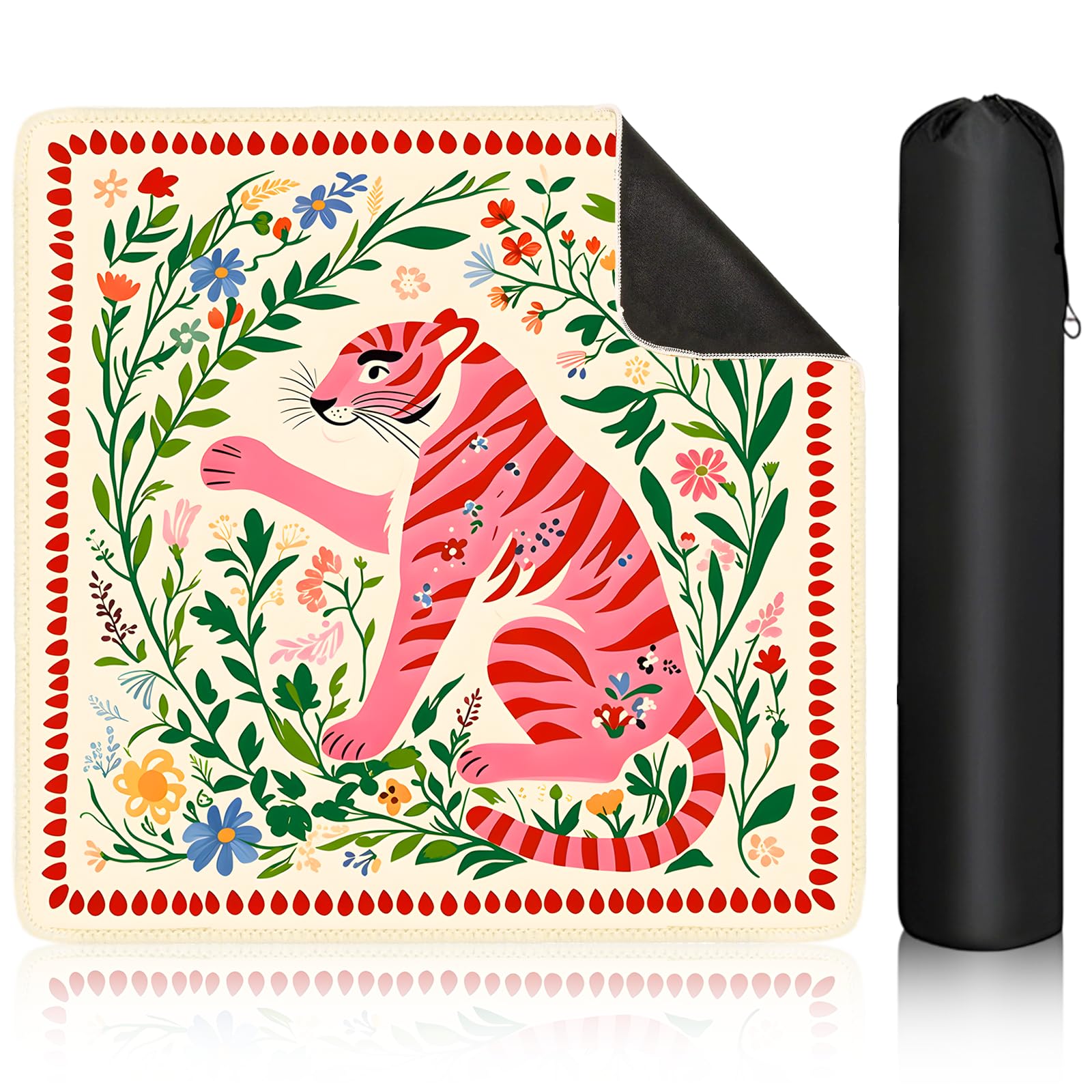 Photo 1 of VMPODCS Preppy Pink Tiger Mahjong Mat - 32 x 32 Inch