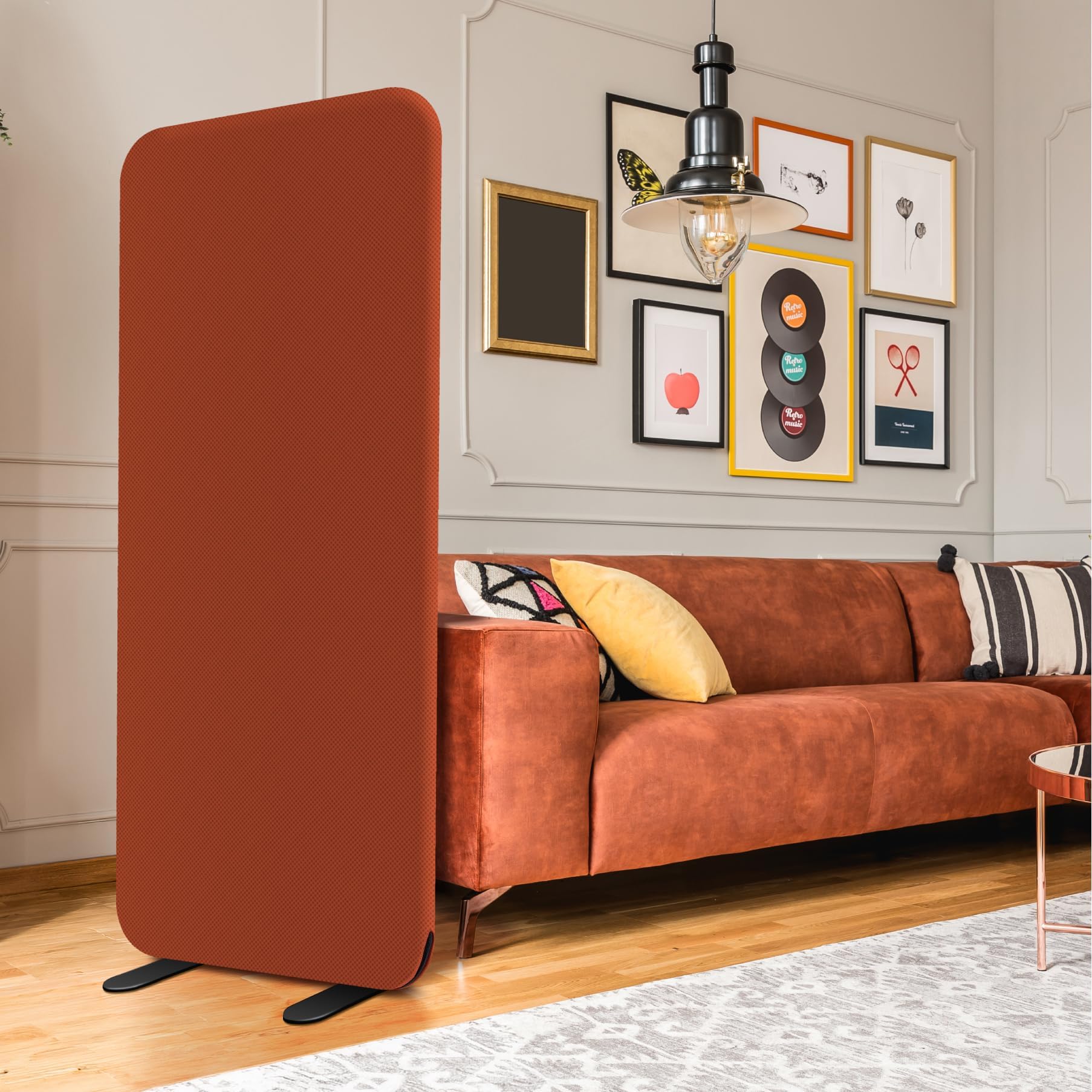 DECOLAB Standing Room Divider, Portable Wall Partition 29"x65", Sunrise | Privacy Panel. For Studio Apartment, Living Room, Bedroom, Workspace. Scratch Resistance.