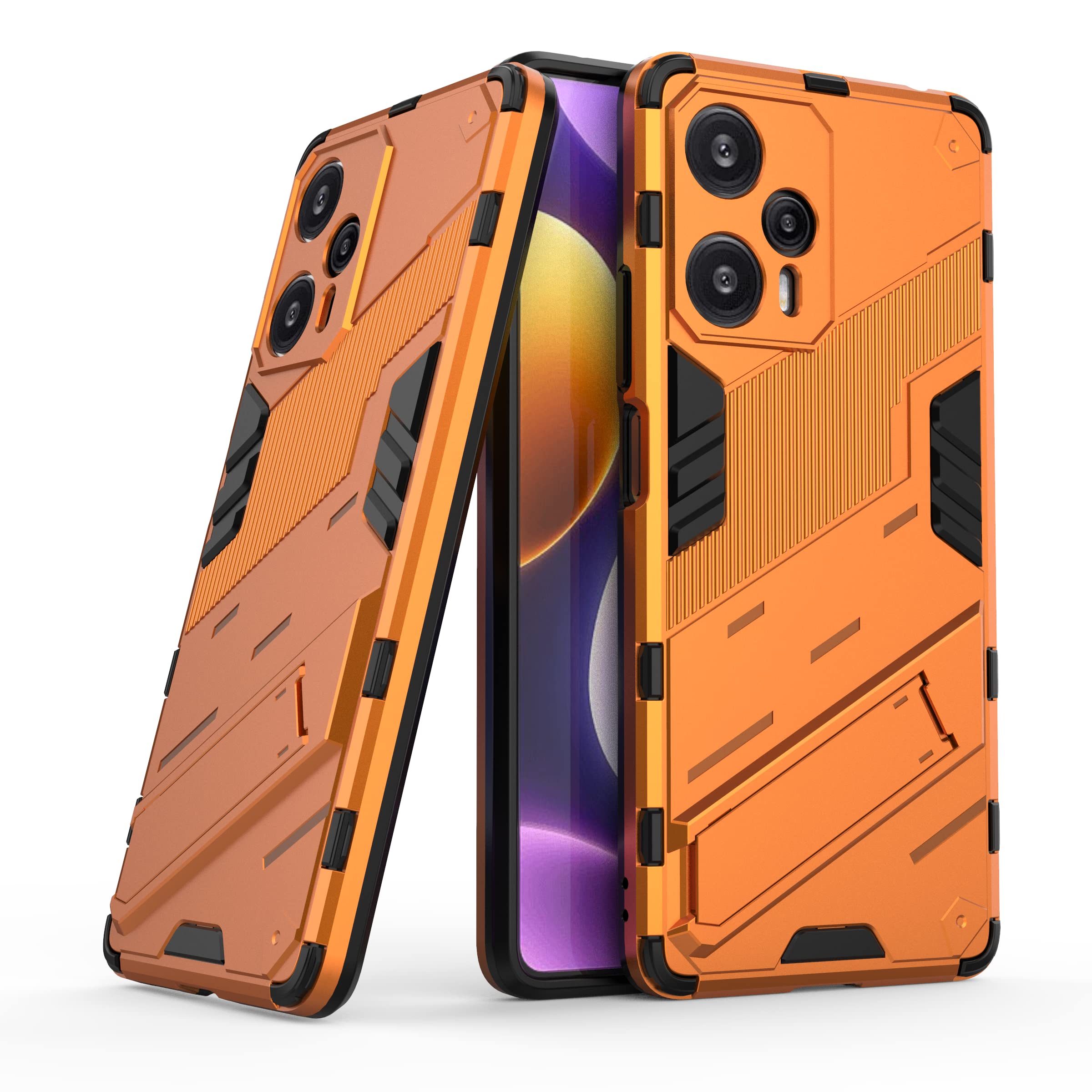 YKNIUFLY Custodia per Xiaomi Redmi Note 12 Turbo Cover, Hard PC + TPU Morbido, Staffa Invisibile, Anti-Caduta, Cover Protection per Xiaomi Redmi Note 12 Turbo.(Arancia