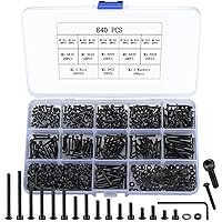 Vista 14 de 1080 piezas M2 M3 M4 Juego de tornillos de cabeza hexagonal con tuercas, pernos, tuercas y arandelas planas de acero negro, juego de tornillos