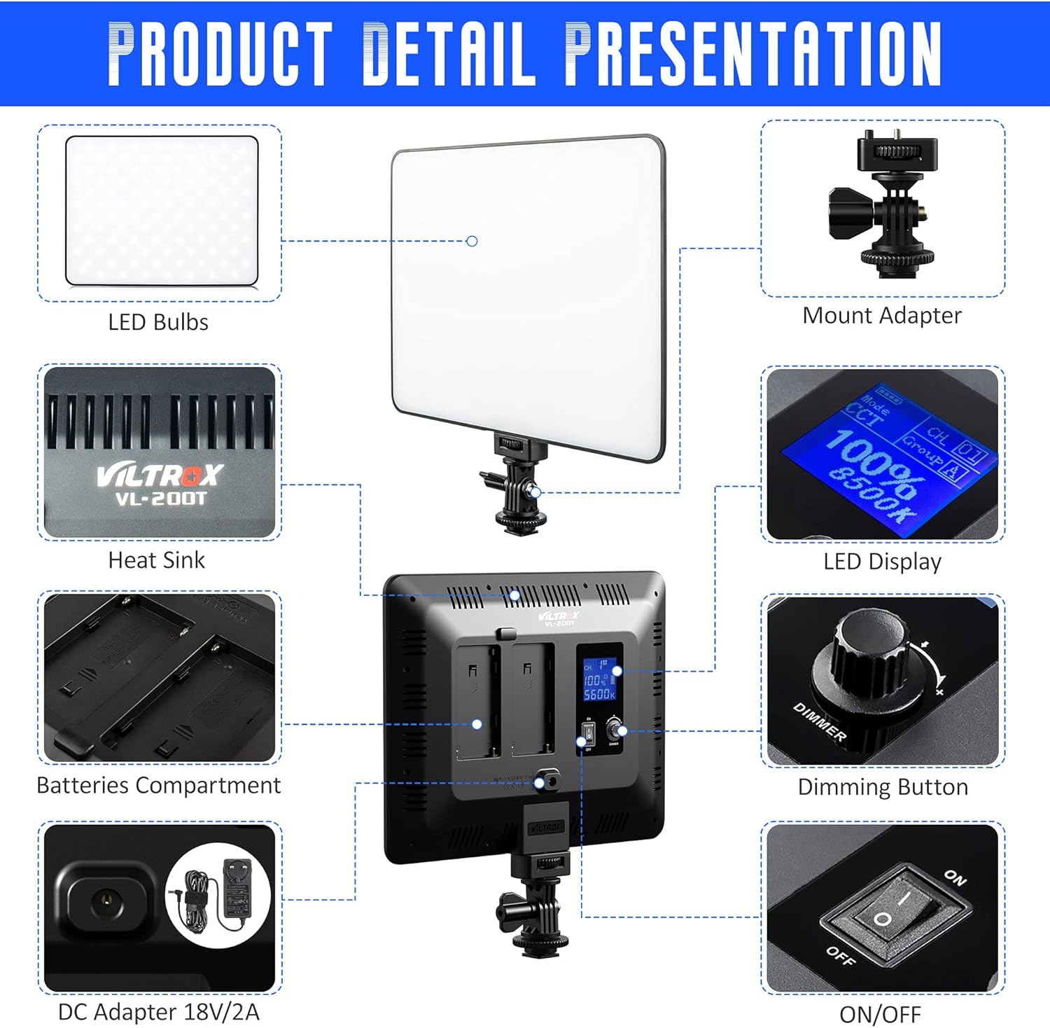 🔥 VILTROX VL-200T Bi-Color Dimmable LED Video Light with Remote Wireless Control,Ultra Thin 3300-5600K CRI95+ Studio Photography Panel for Photography TikTok YouTube Twitch Live Streaming Zoom Meeting Black Friday Clearance VILTROX VL-200T Bi-Color Dimmable LED Video Light with Remote Wireless Control,Ultra Thin 3300-5600K CRI95+ Studio Photography Panel for Photography TikTok YouTube Twitch Live Streaming Zoom Meeting