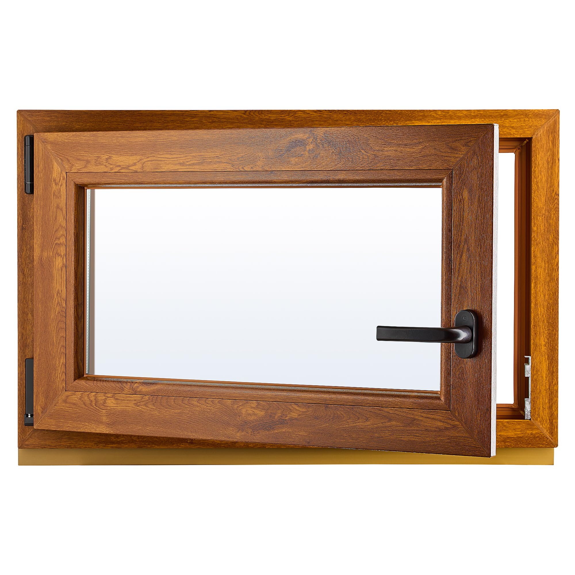 Ventana de PVC - Ventana de Plástico - Resistente a las Influencias Ambientales - Protección Contra Robo - Aislamiento Contra Ruido, Viento - Roble Dorado - 800x500cm - 4-16ar-4i